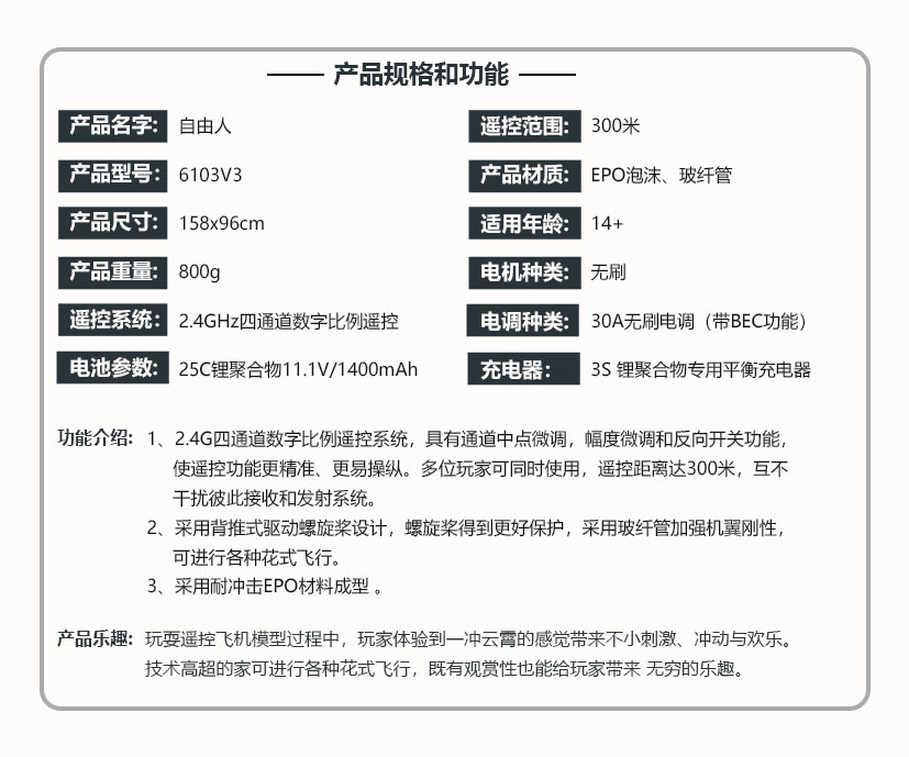 自由人遙控飛機(jī)(6103V3)